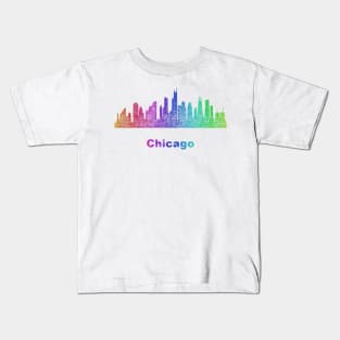 Rainbow Chicago skyline Kids T-Shirt